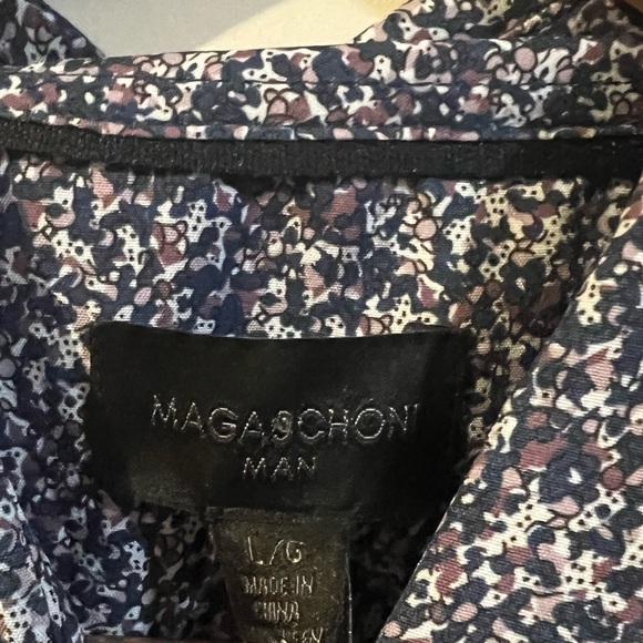 NWT Magaschoni Men's Printed Woven Button Down Shirt Style Size Large L - Picture 5 of 6